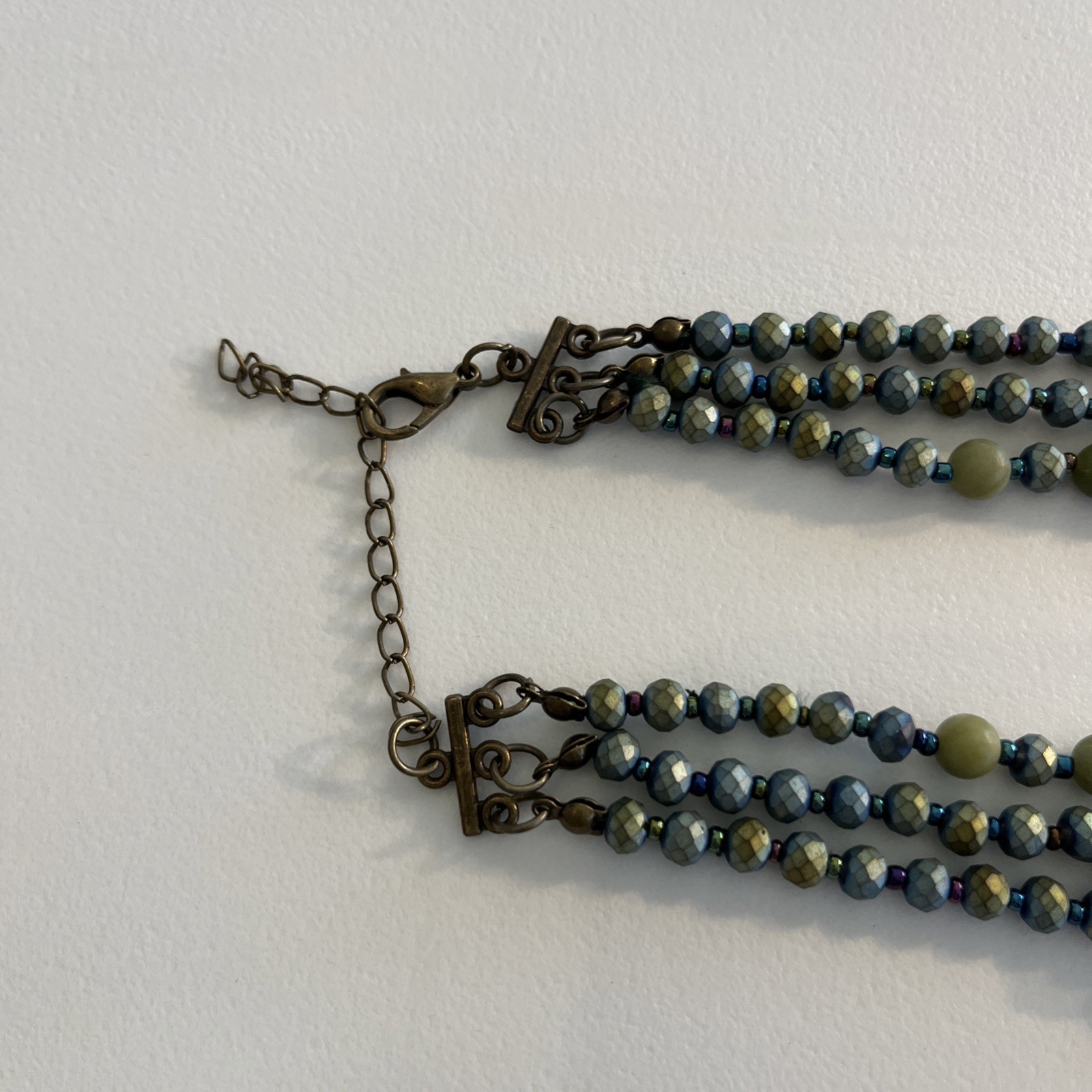 Layered Beaded Chain Necklace Multi-Color Statement Costume Jewelry