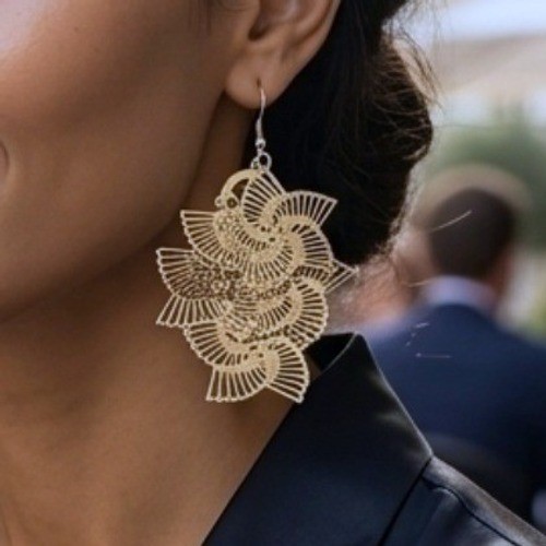 Boutique Fan Drop Earrings Star Dancer Filigree Mandala New Statement Dangle