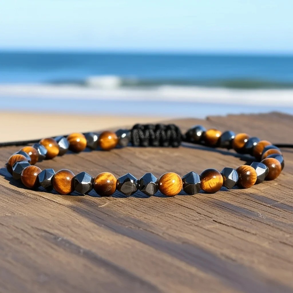 Triple Protection Bracelet Hematite Tiger’s Eye Beads Healing Women Men Bracelet