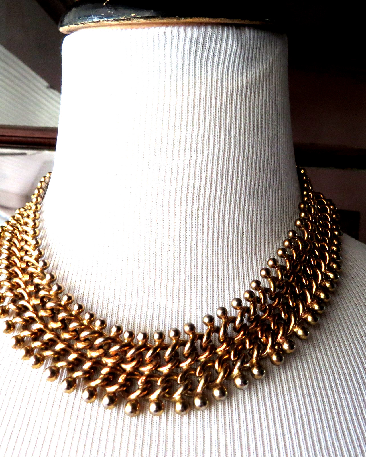 Gold Tone one side silver tone other side Curb Link Chain Necklace choker HEAVY