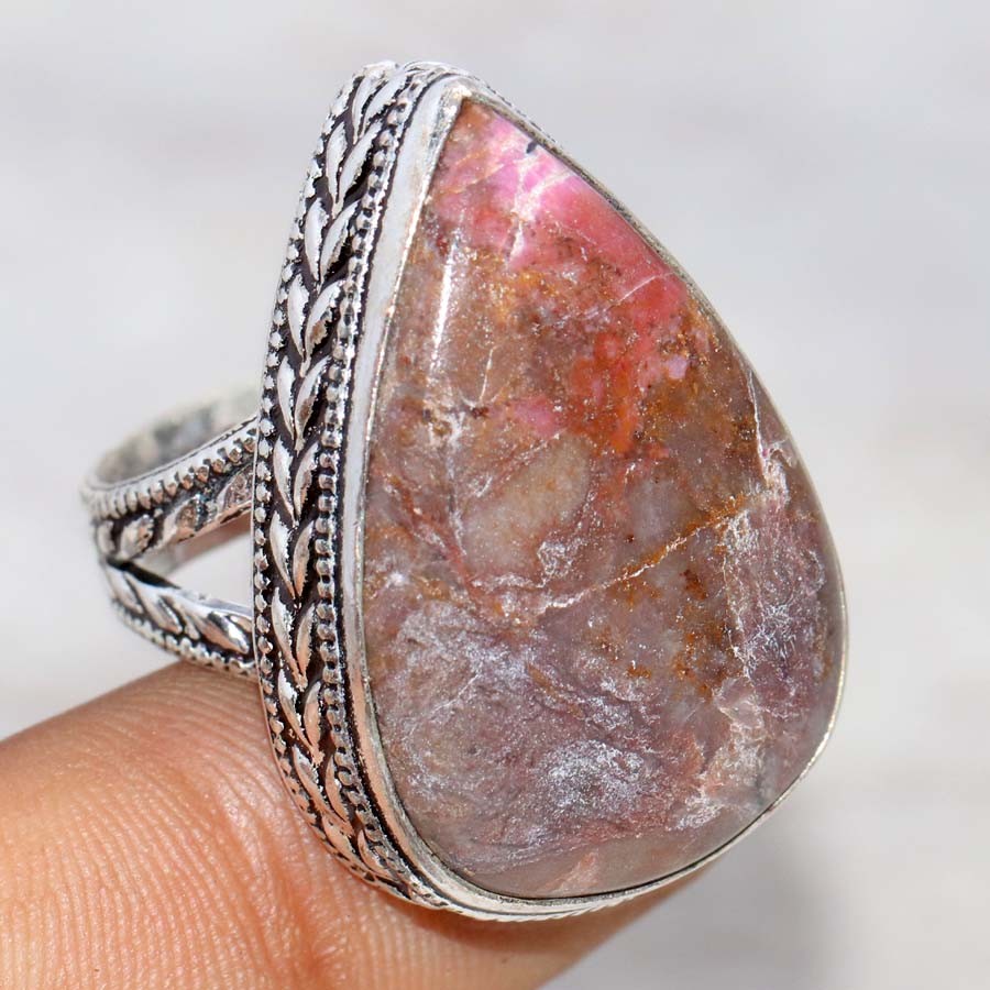925 Silver Plated Vintage Cobalt Calcite Ring US 10 Budget Friendly Gift MJ