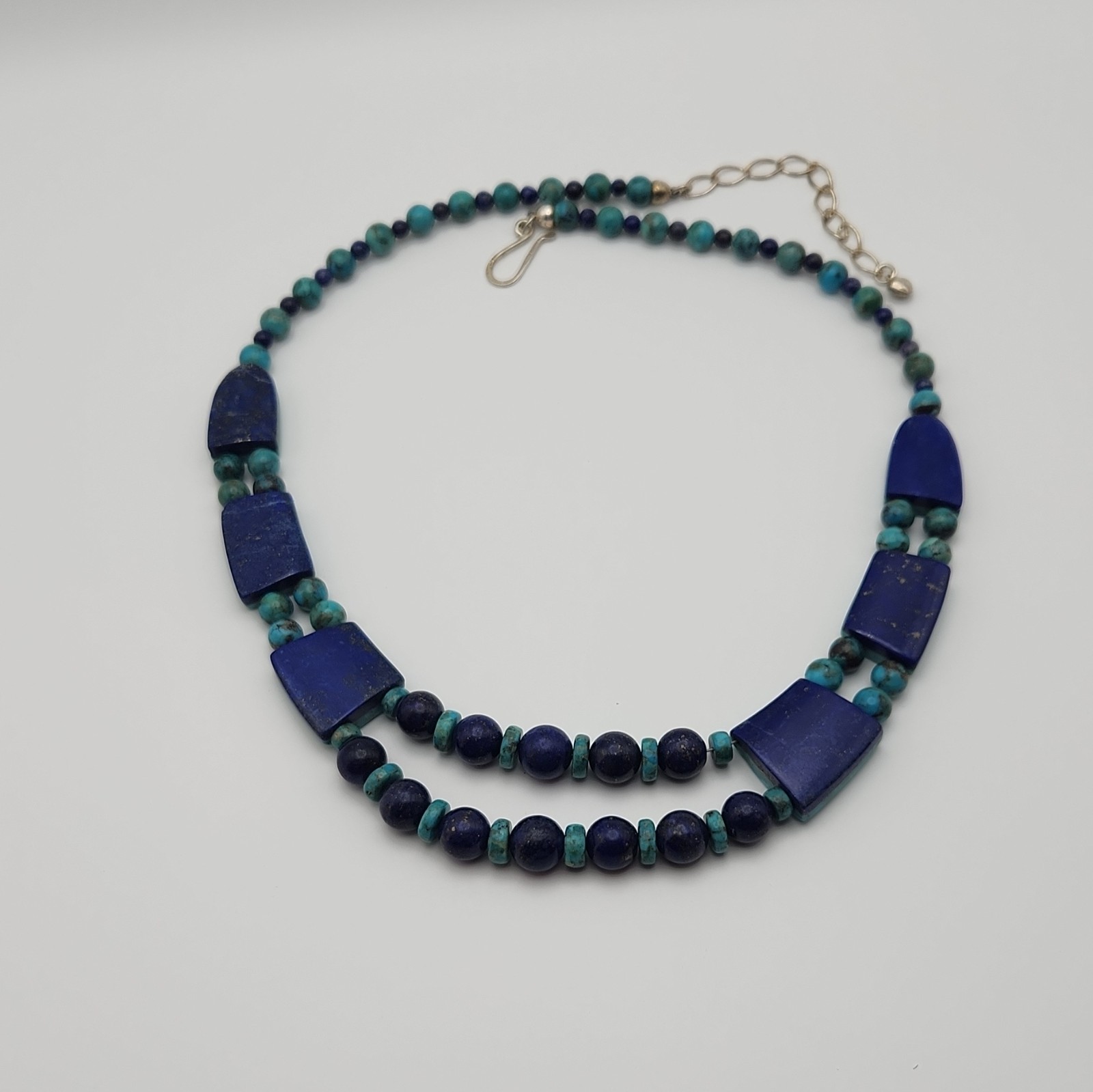 Jay King MineFinds Turquoise Lapis Lazuli Beaded Statement Necklace Adjustable