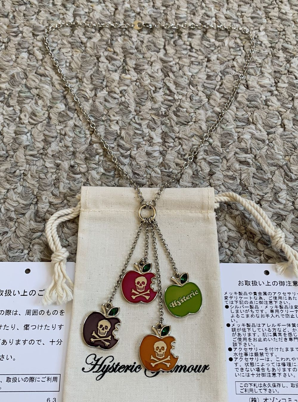 NEW Hysteric Glamour Skull Apple Charm Necklace w/bag
