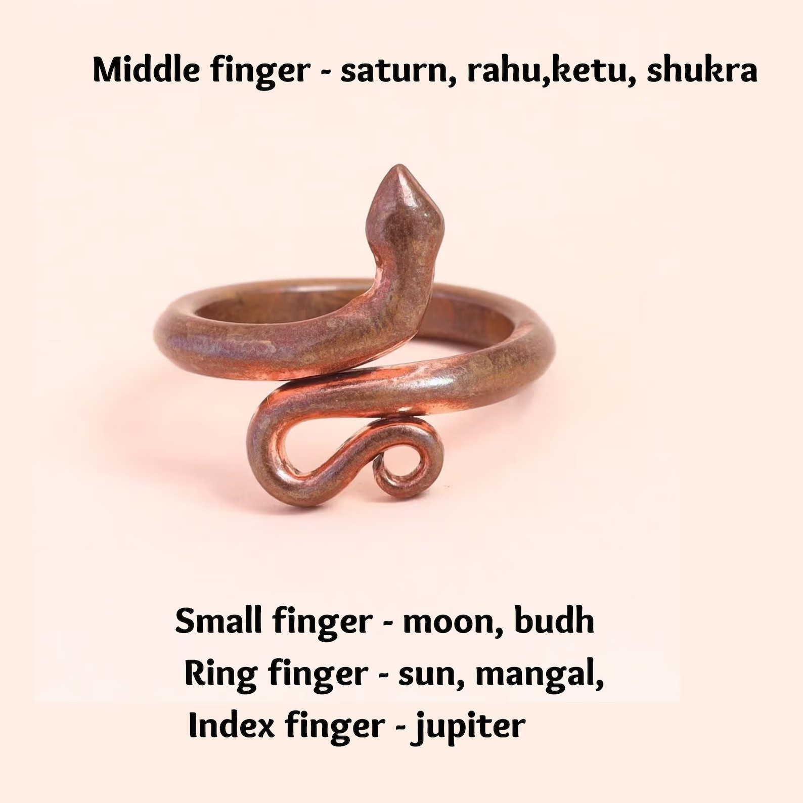 Solid Pure Copper Minimalist Healing Ring, Handmade, Unisex, Snake Ring