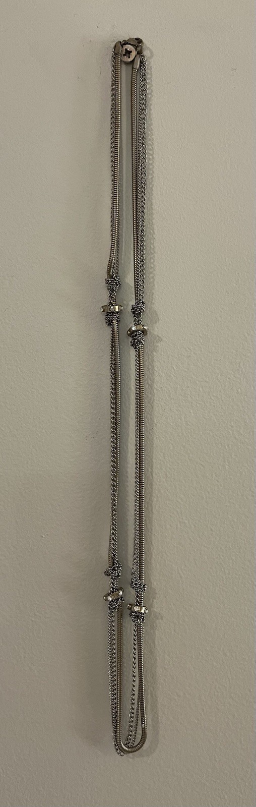 Vintage Loft Silver & Gold-Tone Snake Chain w/ Rhinestones Long Necklace, NWOT