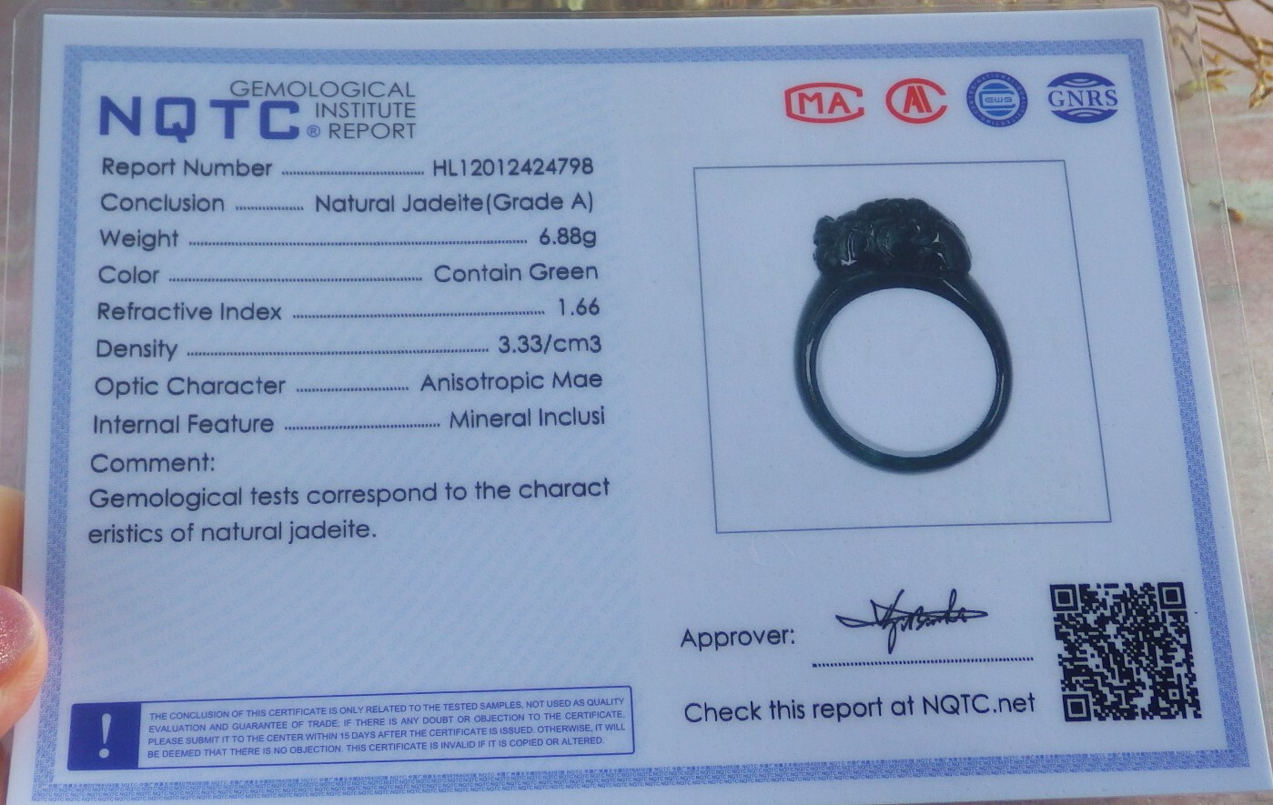 Video Certified Green A Jadeite Jade Dragon Pi Xiu Ring NO. 8 戒指 115022 TS