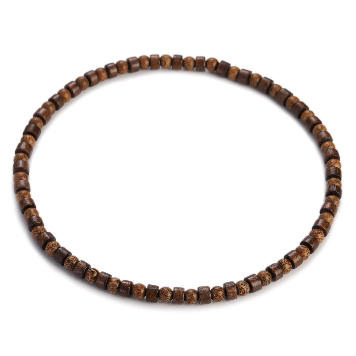 Men’s Natural Wood Round Beaded Necklace Fashion Necklace 22”