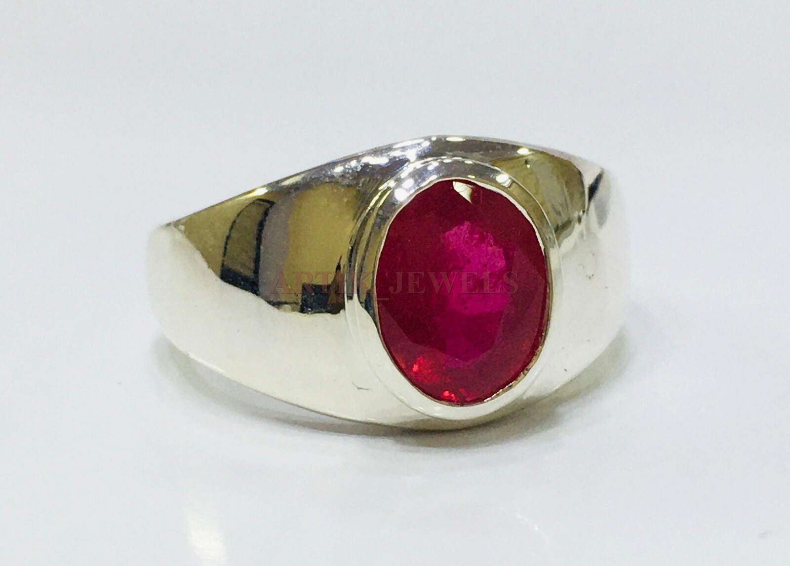 Heated Ruby Gemstone with 925 Sterling Silver Ring for Men’s #5352