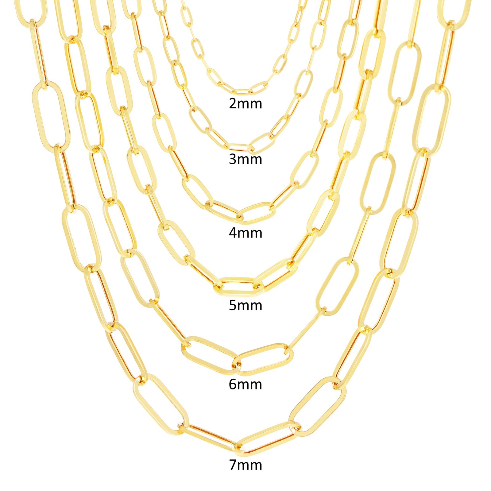 10k Yellow Gold Paperclip 2mm-9mm Chain Cable Rolo Necklace Mens Womens 16″-30″