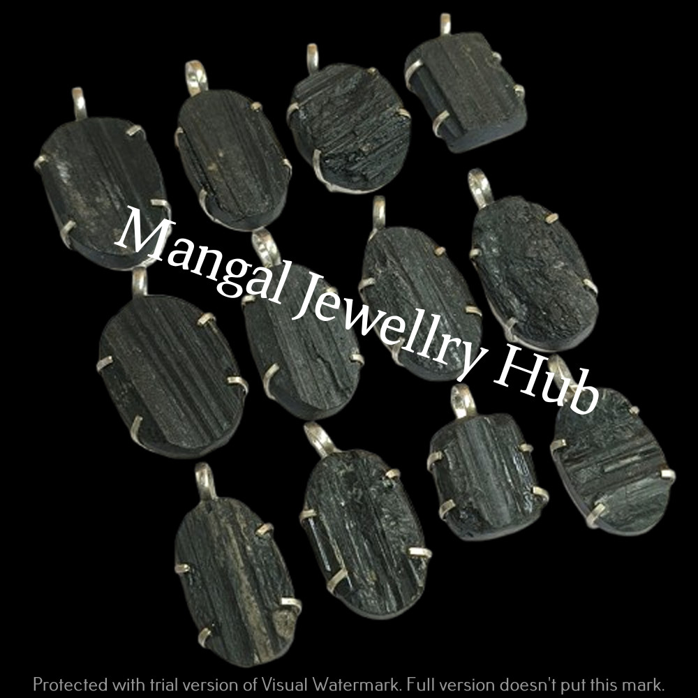 Sale Tourmaline Gemstone 925 Sterling Silver Plated Prong Pendants Jewellery Lot