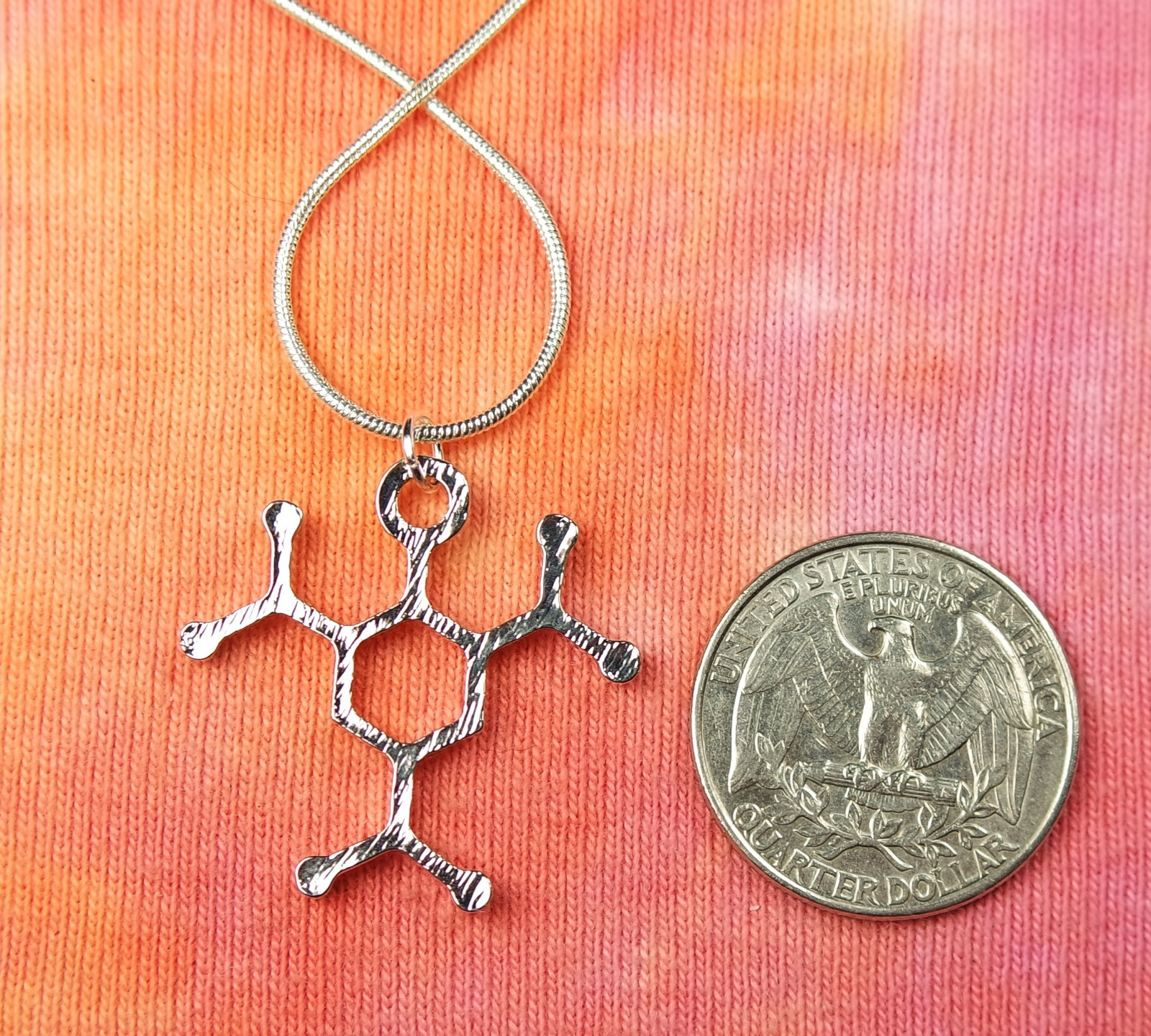 TNT Molecule Necklace, Science Charm Pendant Chemistry Dynamite Chain nb