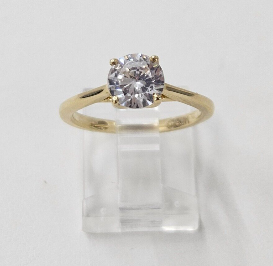 Real 14K Yellow Gold Engagement Ring, Cubic Zirconia 3 Gr, Size 6.5 MorisJewelry
