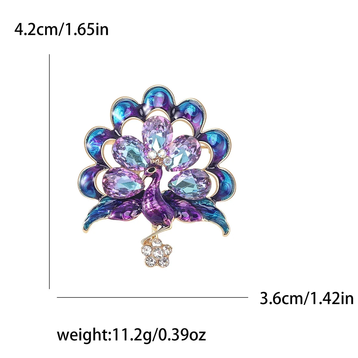 Luxury Shiny Rhinestone Blue Peacock Brooch Pin Animal Theme Women Jewelry Gift