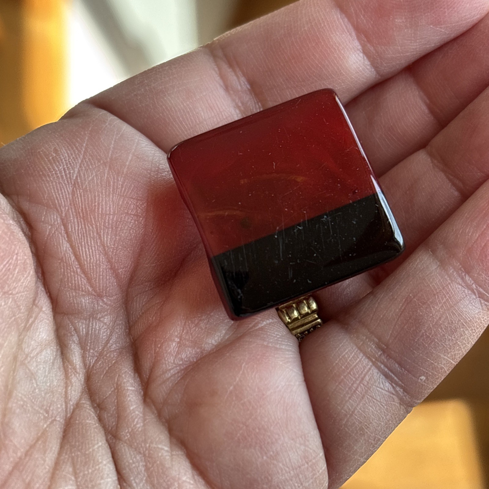 Marion Godart Statement Resin France Size Chunky Square Dark Red and Black