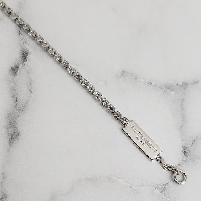 Saint Laurent YSL Cassandre Logo Rhinestone Bracelet