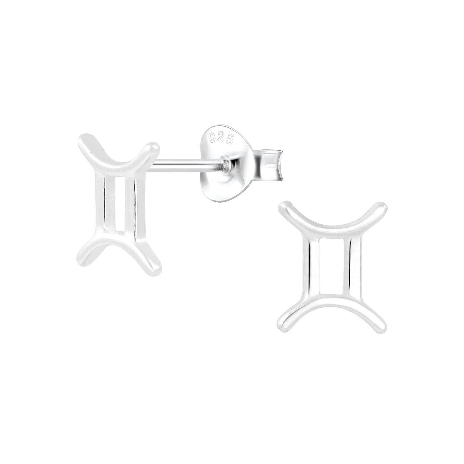 Silver Gemini Sign Studs – 925 Sterling Silver Horoscope Post Earrings – Zodiac