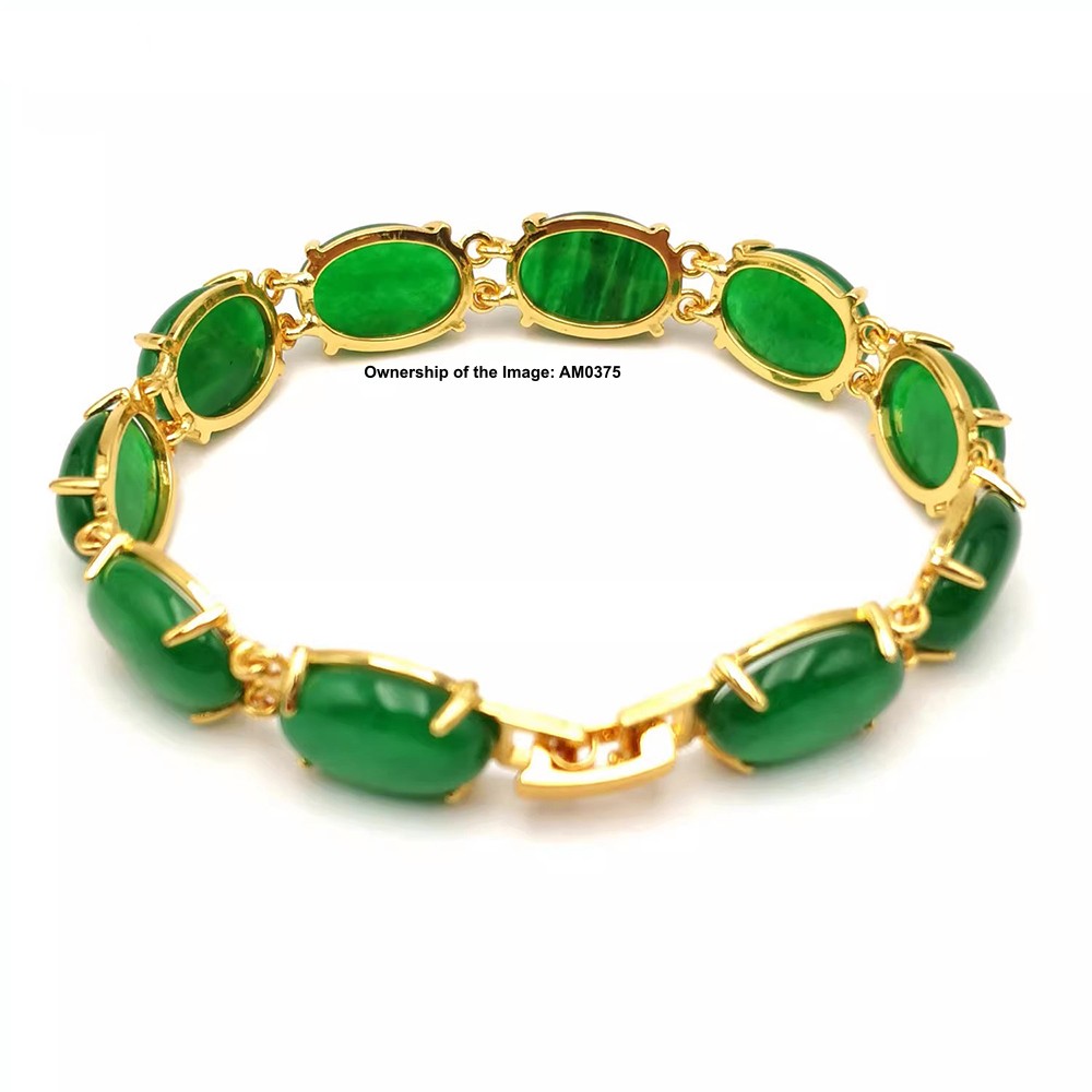 NEW Bracelet Heating Jade Yellow Plated Green Jade Bracelet For Women 7.1INCH