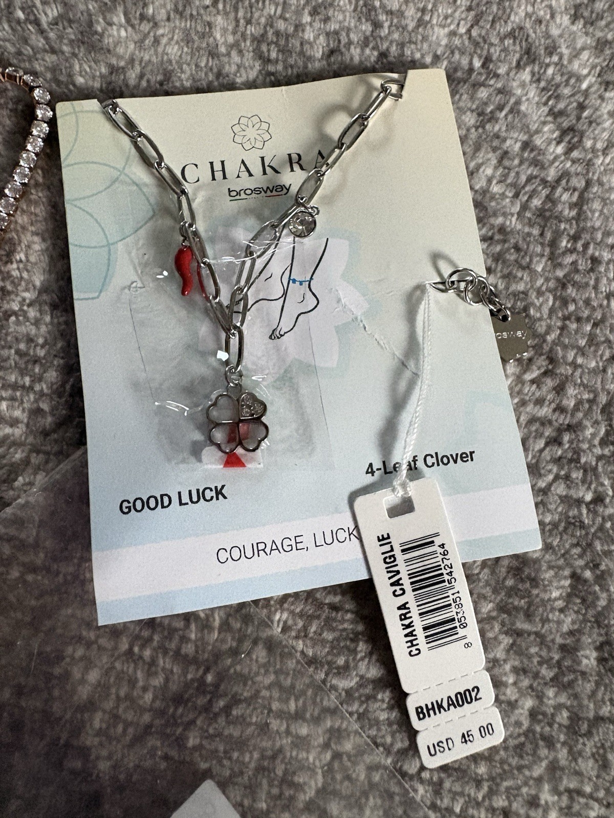 1 Brosway Chakra Good Luck Clover Anklet. Plus 1 Brosway tennis bracelet, angel.