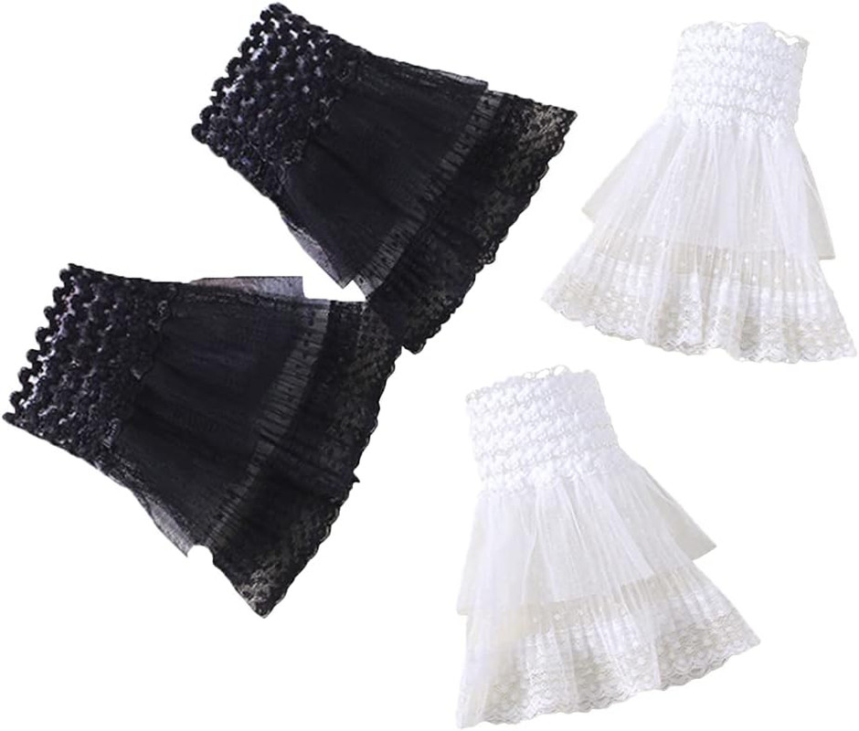 Lolita False Sleeves Wrist Cuffs Floral Layered Lace Cuff