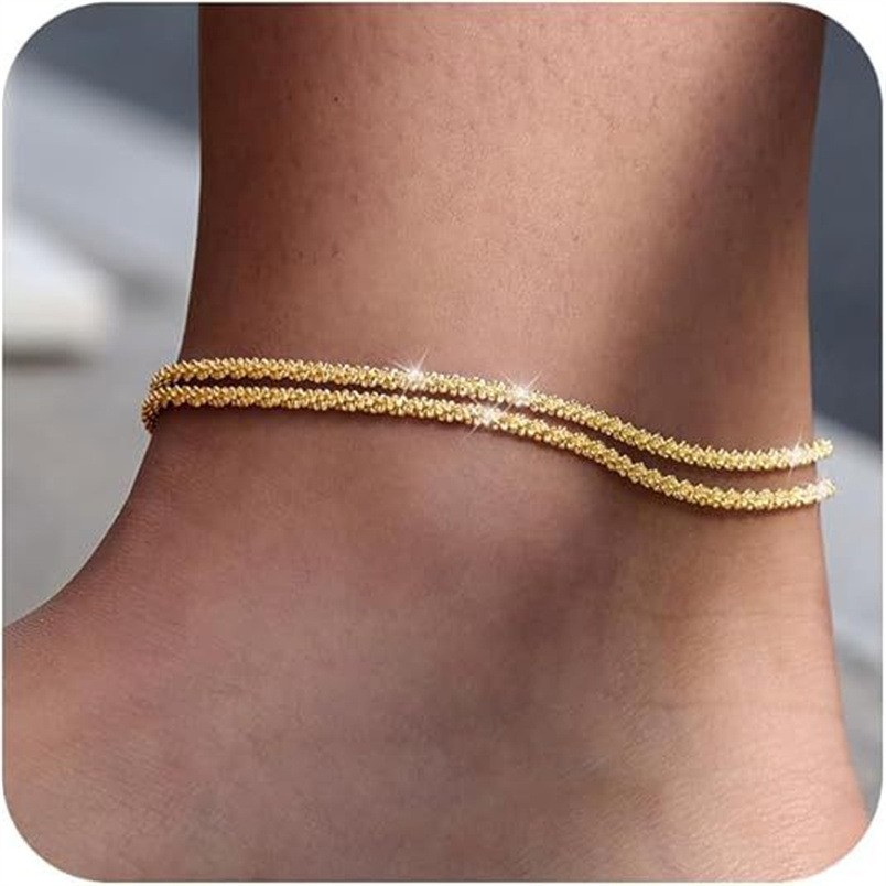 Sterling Silver Ankle Bracelets Dainty Layered Adjust Waterproof Anklet Women US