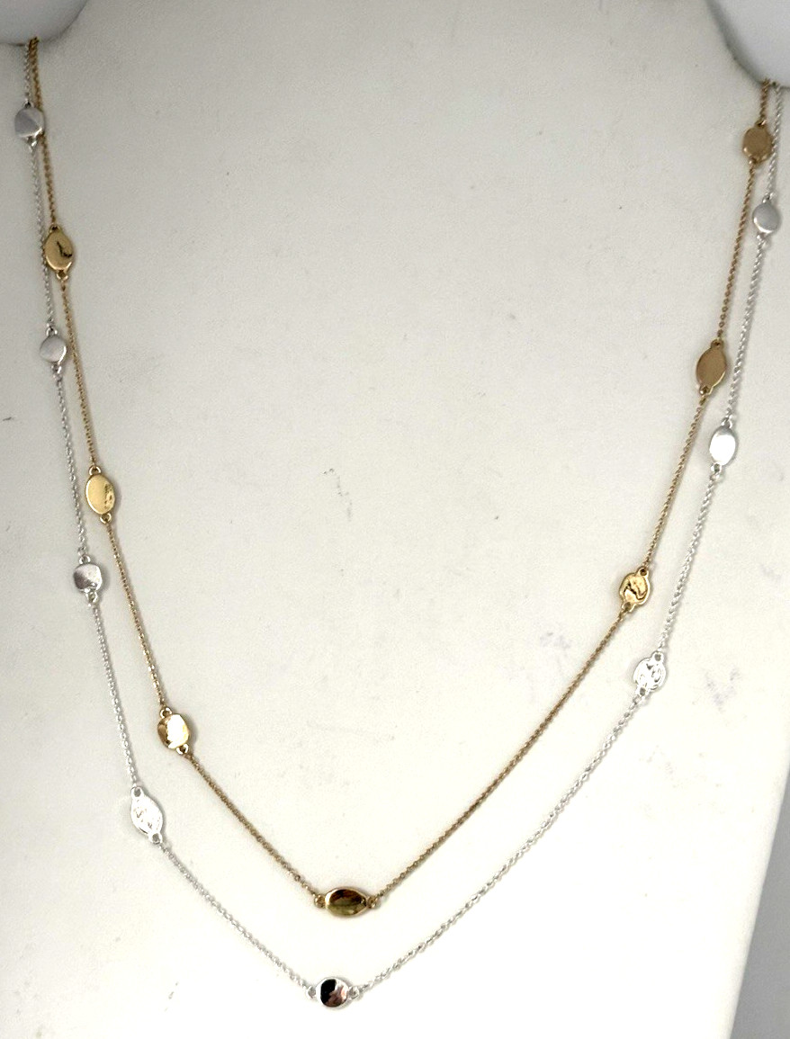 NWT Ann Taylor LOFT Delicate 28″ Double Strand Two-Tone Station Necklace