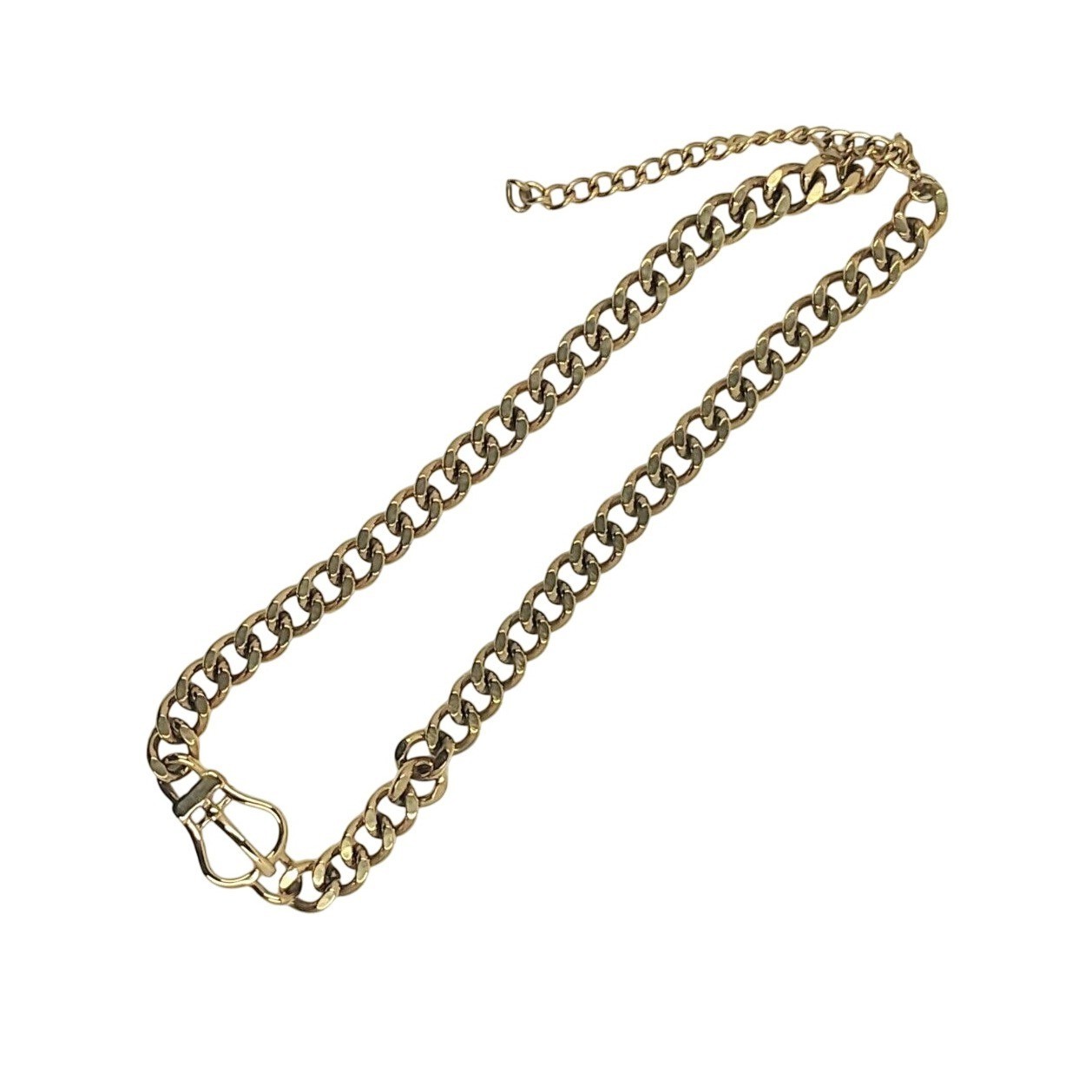 14 Inch Gold Plated Titanium Buckle Connector Chain Necklace with 2″ Extender