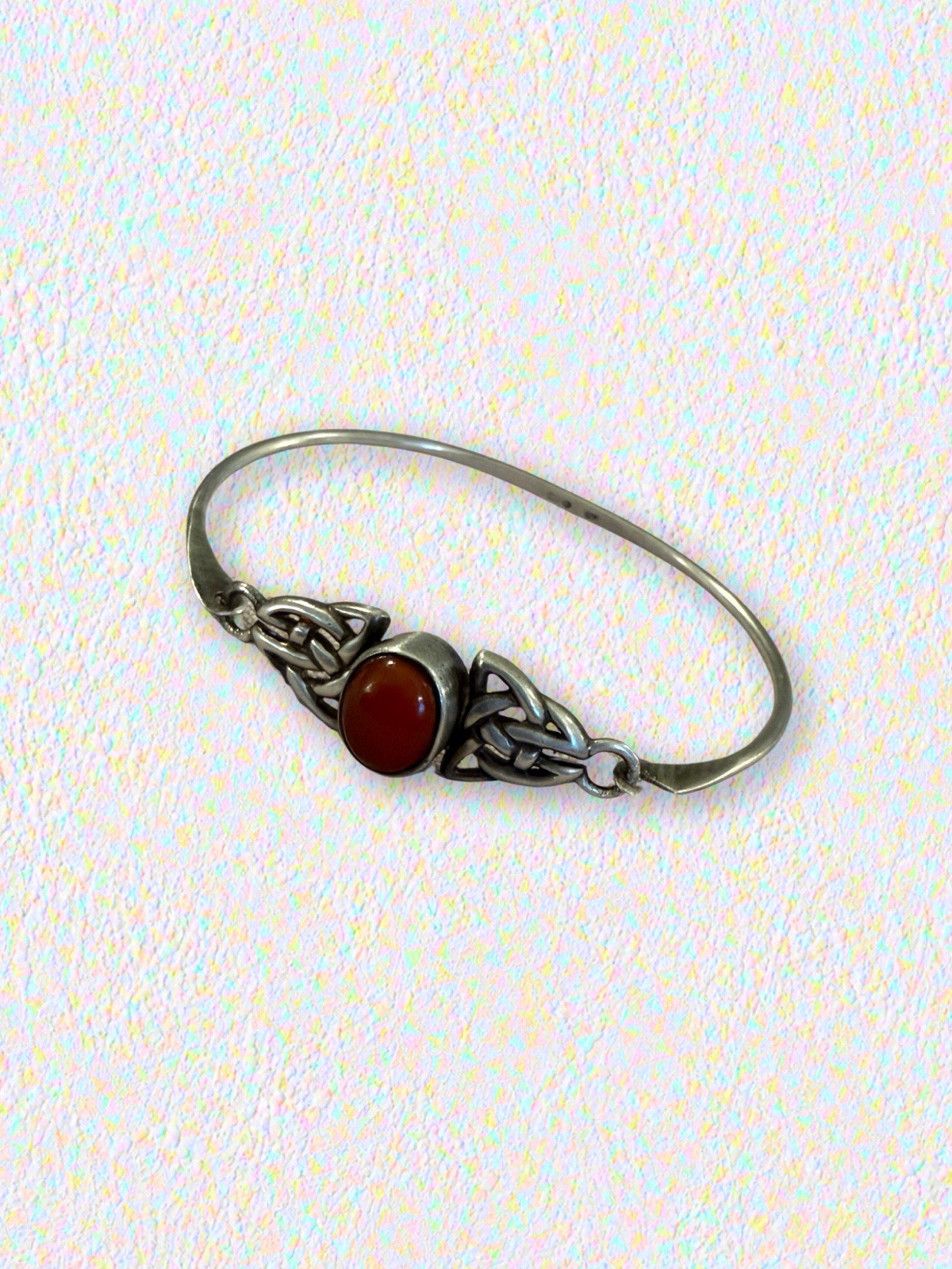 Signed Bocco Celtic Sterling Silver Carnelian Bracelet – 6.75” • 9.3g