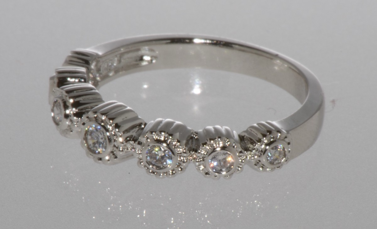 Sterling Silver 7 Stone Cubic Zirconia Band Cocktail Ring AAA Grade Clear CZ