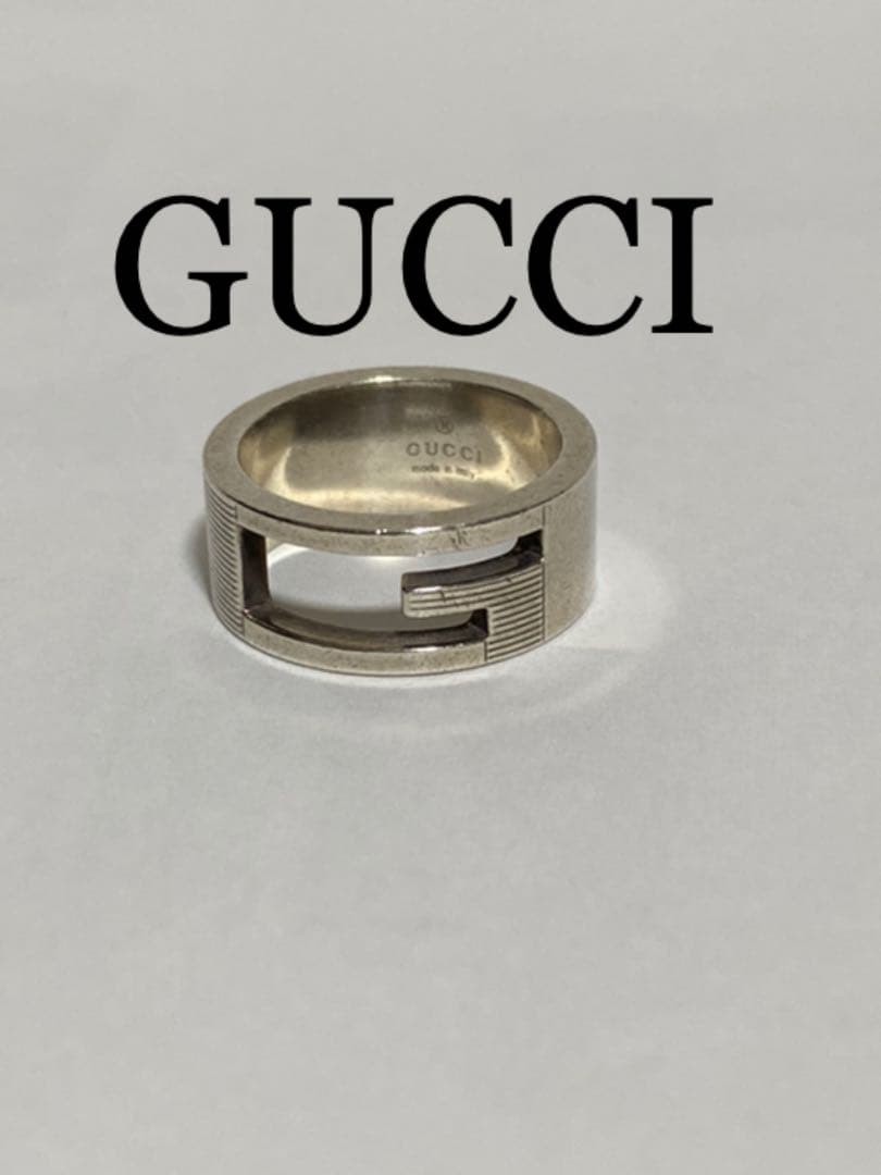 GUCCI Silver Ring Size 11 Wide 0.8cm Thick 0.2cm Used Jewelry