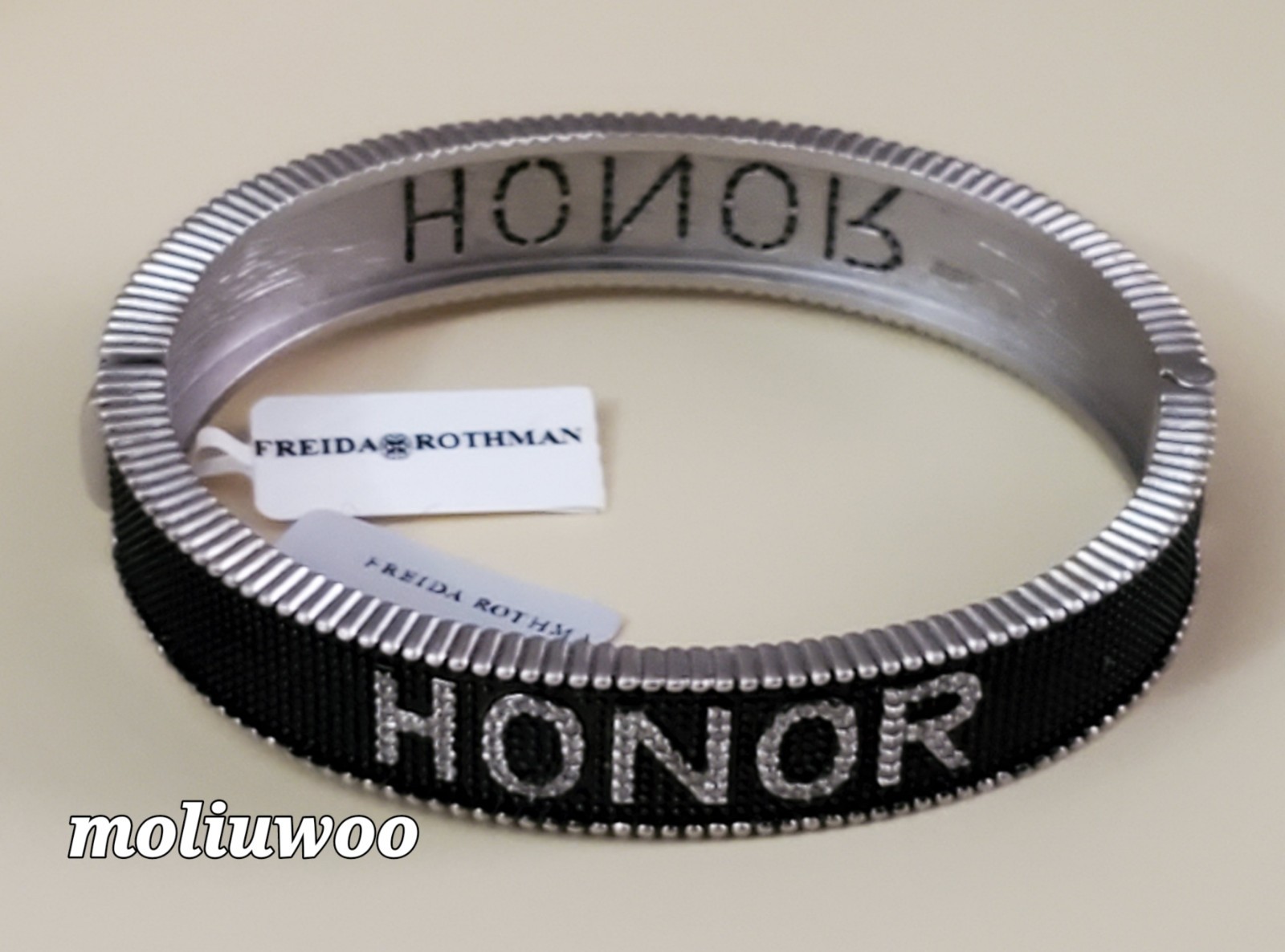 New Freida Rothman 925 Sterling Silver Rhodium Matte Finish CZ Honor Bracelet