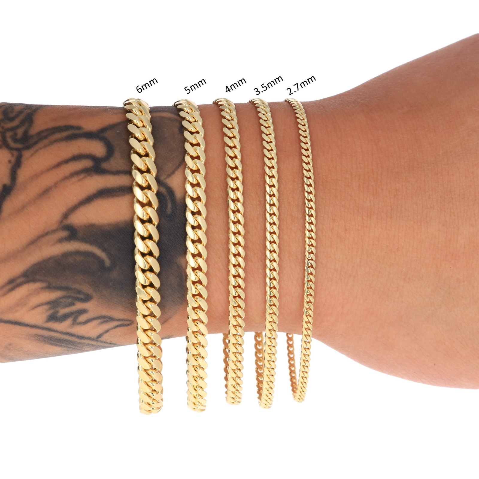 10K Yellow Gold Solid 2.7mm-10mm Miami Cuban Link Chain Necklace Bracelet 7″-30″