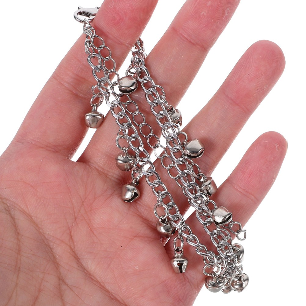2 Pcs Women Ankle Bracelets Jingle Bell Beach Anklet Chain Woman