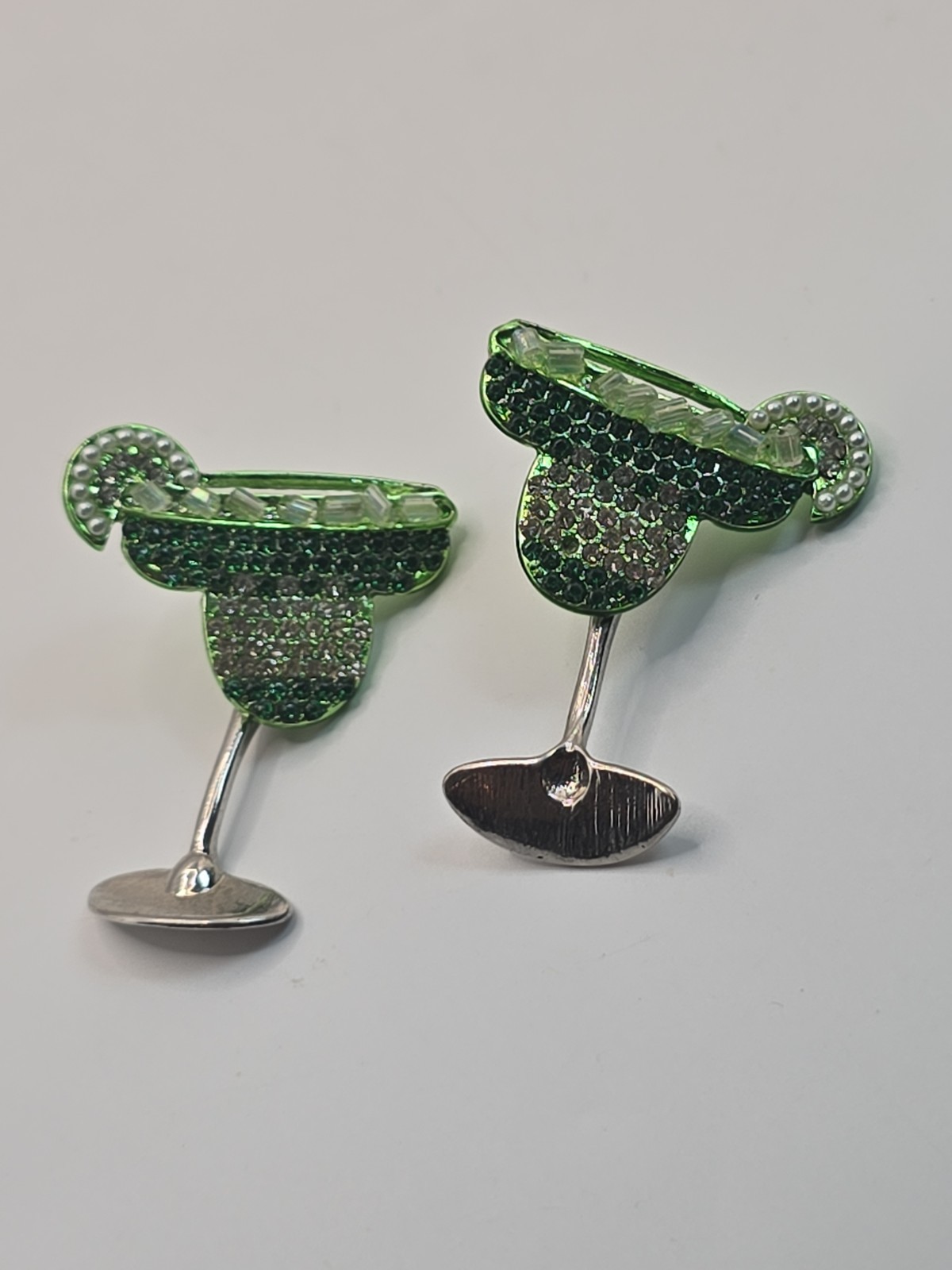 SUGARFIX by BaubleBar Margarita Earrings Green Rhinestone Cocktail Drink Stateme