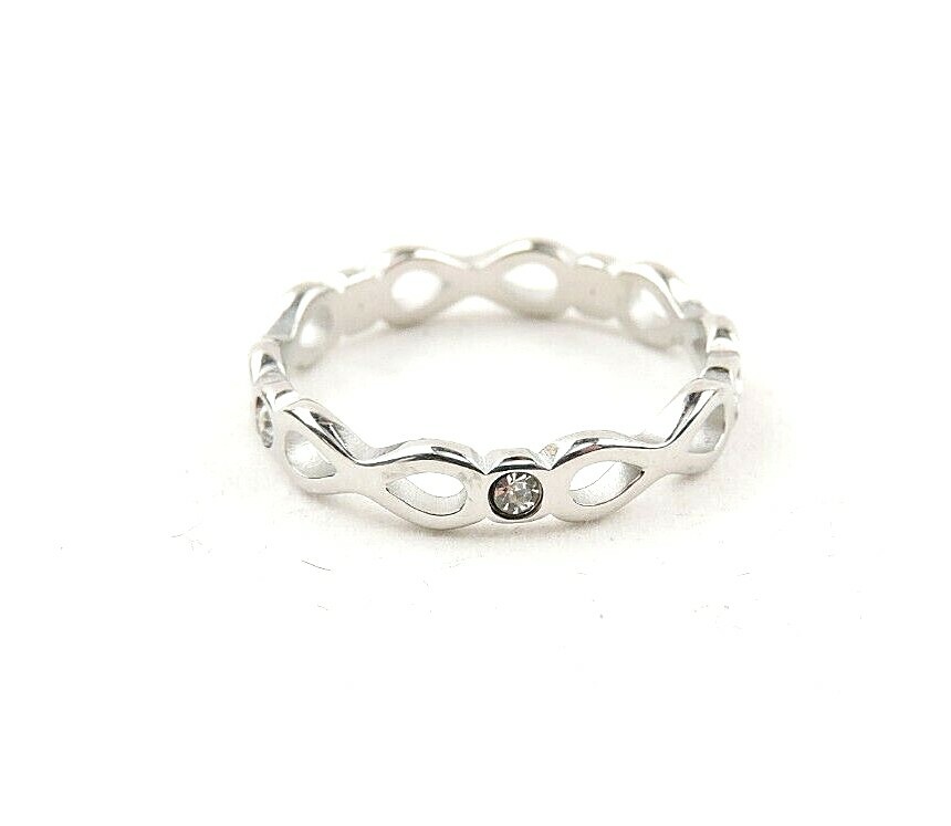 Stainless Steel Cubic Zirconia Infinity Loop Band Ring