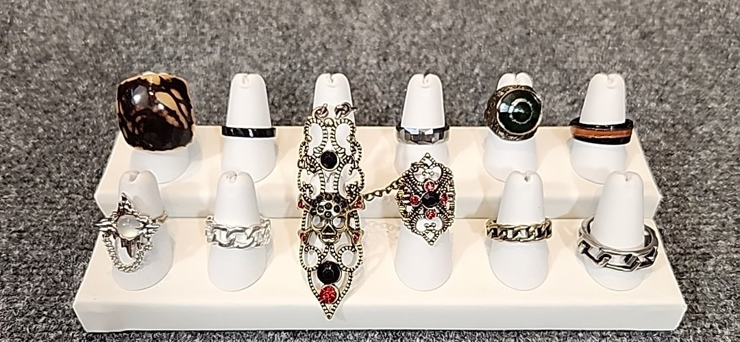 Jewelry 11 Rings Gothic Collection Skull 2 Rings w/Chain See Description #203