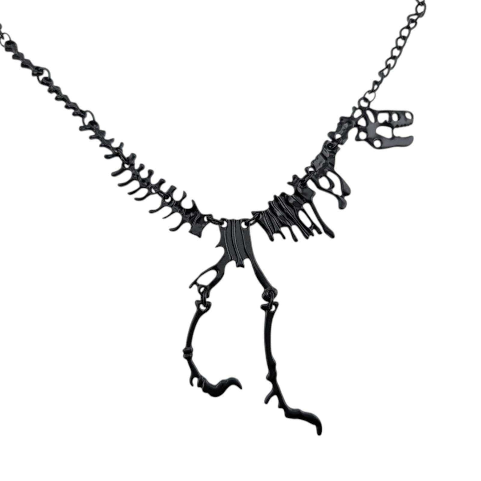 JOINTED DINOSAUR SKELETON NECKLACE fossil T-Rex Tyrannosaurus Kitschy Bib Y1