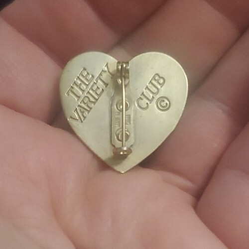 VTG Gold Heart Variety Club Hand Lapel Pin Brooch Children’s Charity Campaign
