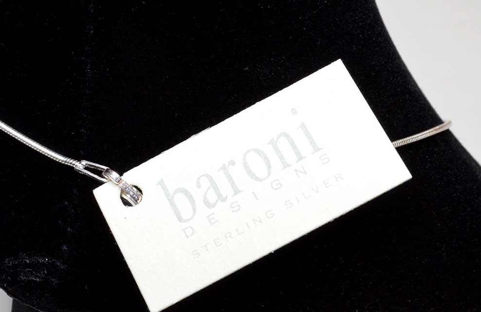 New Baroni Designs Pendant Necklace – .925 Sterling Silver w/Amethyst Stone 18″