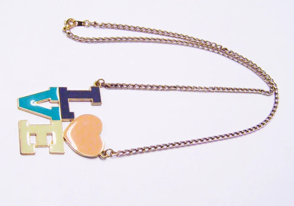 Gold/White/Blue Enamel “LOVE” Pendant Necklace