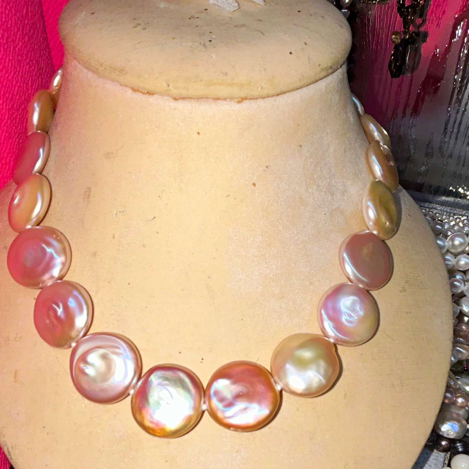 Multicolor Baroque Pearl Beaded Statement Necklace, Silver, Spring Ring Clasp