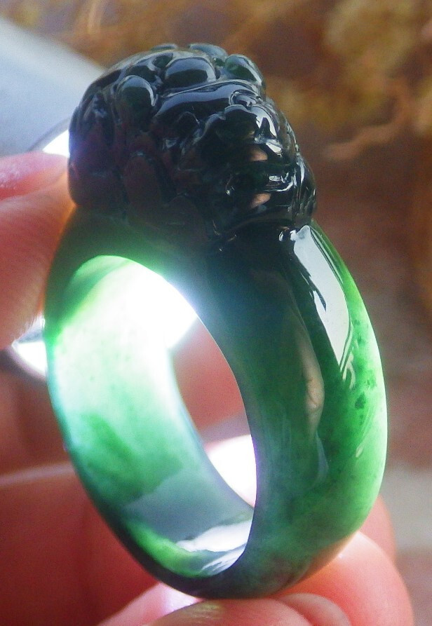 Video Certified Green A Jadeite Jade Dragon Pi Xiu Ring NO. 8 戒指 115022 TS