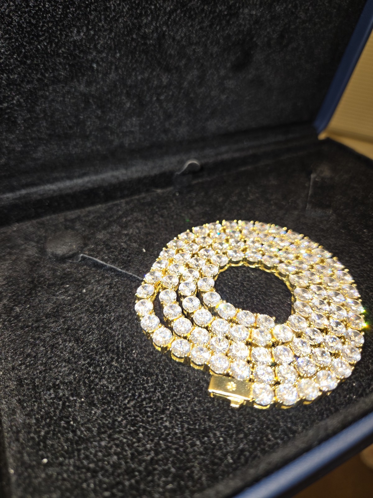 5mm Tennis Chain CZ Cubic Zirconia Yellow Gold 22in Box Clasp IceCartel