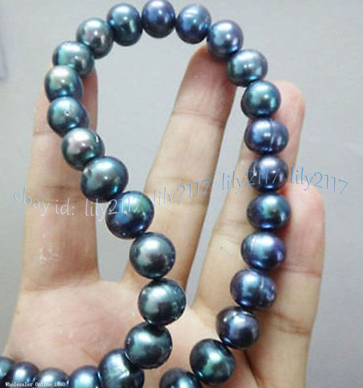 9-10mm Genuine Natural Tahitian Peacock Black Real Baroque Pearl Necklace 14-48“