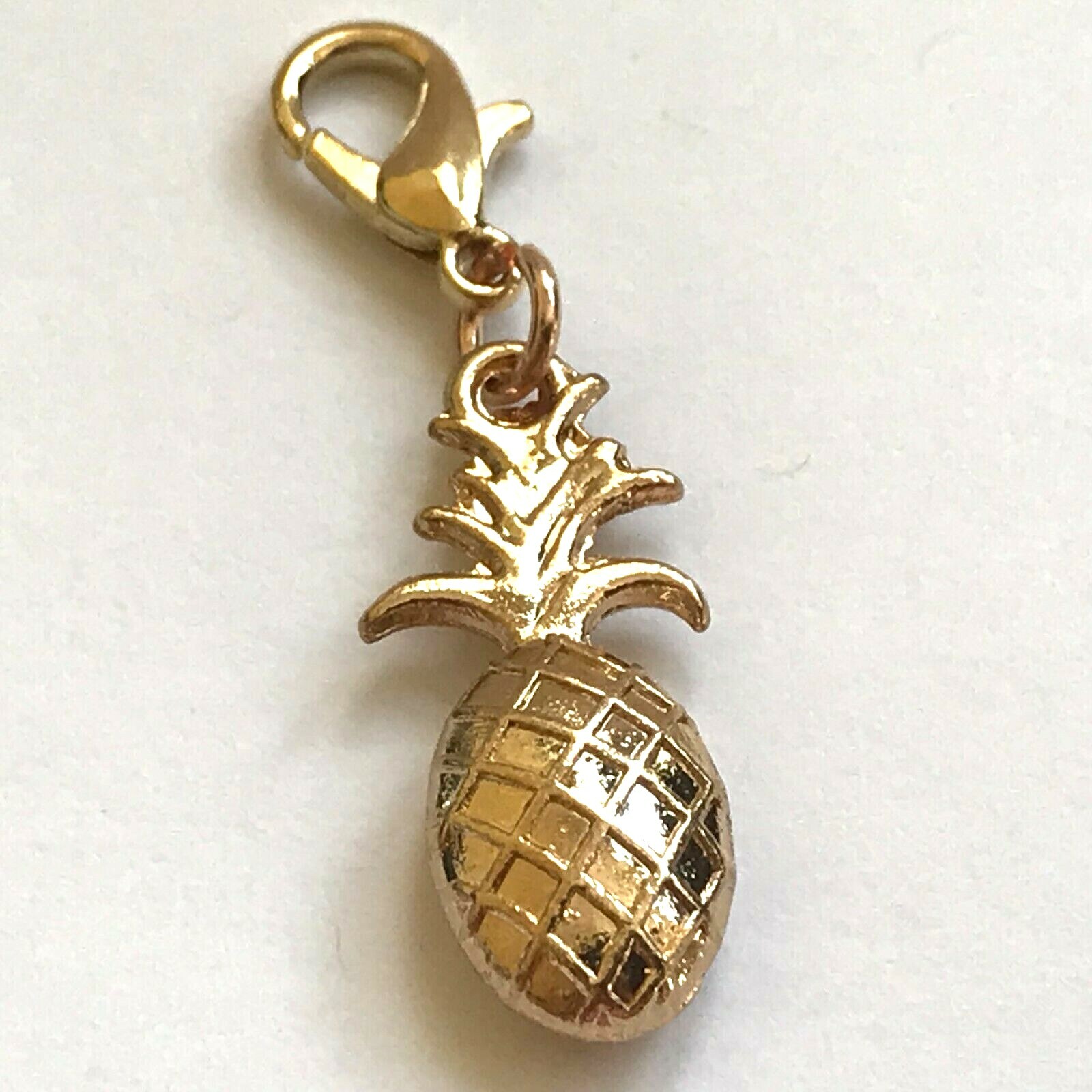 Gold Pineapple Charm Clip On Zipper Pull Purse Hawaiian Island Life Plated
