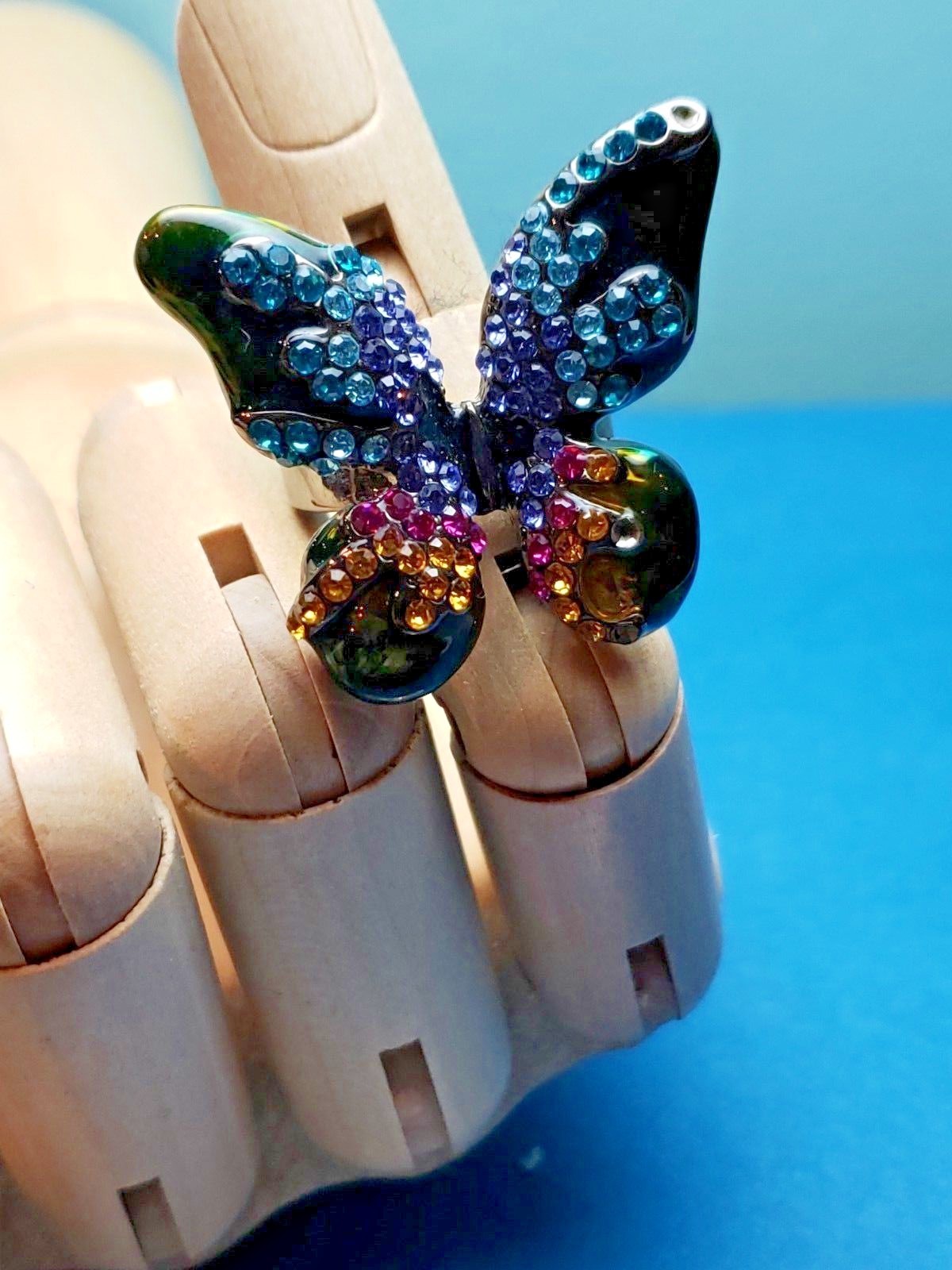 Butterfly Shape Multi Color Gemstone Ring Size 8 Jewlery