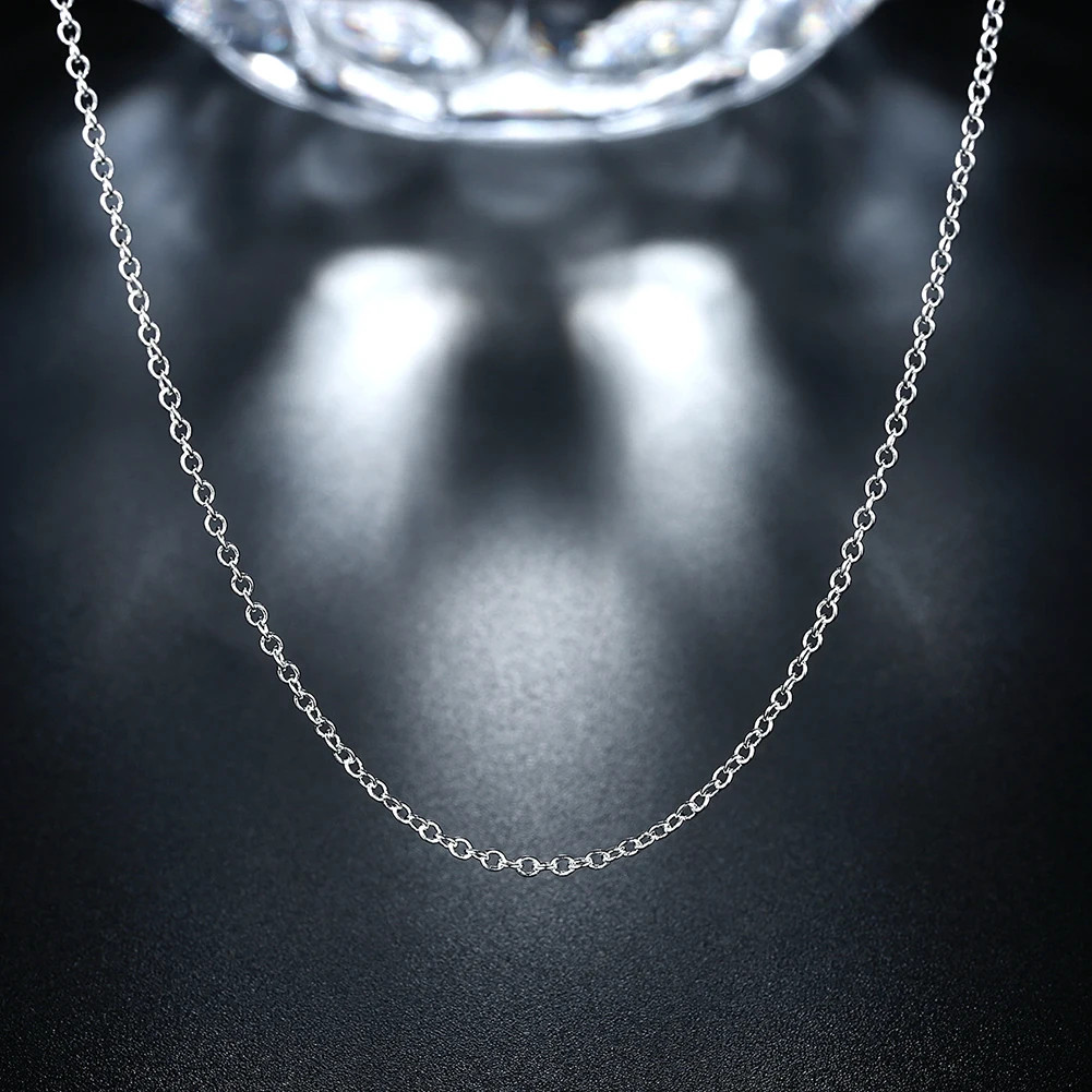 925 Sterling Silver Chain Necklace 1mm Round O Chain Bulk Pendant Jewelry 30PCS