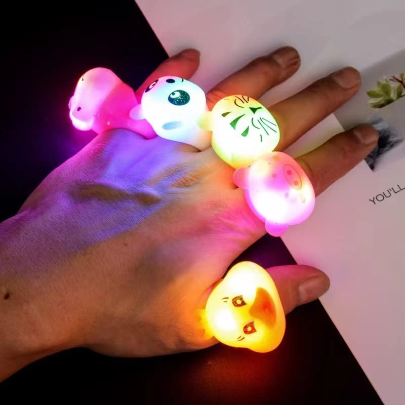 27 Pcs LED Light Up Ring Colorful Flashing Glow in Dark Soft Jelly Party Favors