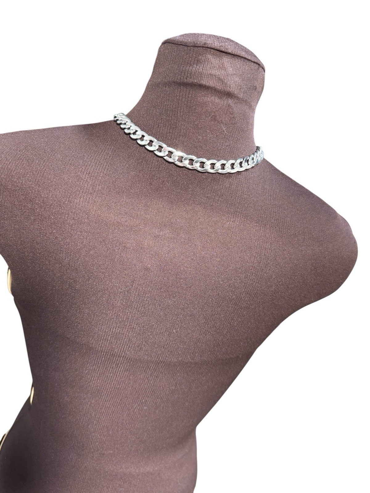 Silver Tone Link Choker Necklace – Y Drop Lariat Chain with Toggle Clasp