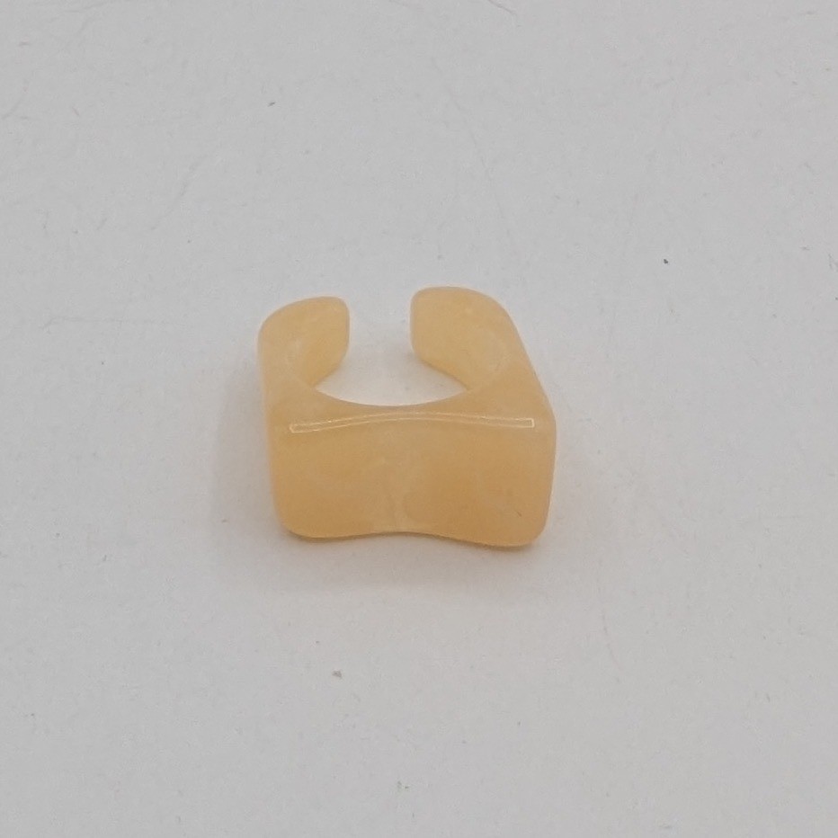 Peach Marbled Acrylic Resin Chunky Geometric Square Open Back Statement Ring 7