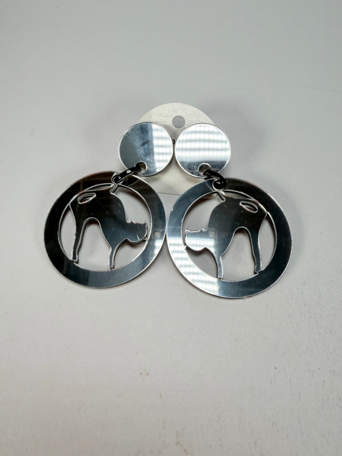 Marion Godart Reflective Chat Miroir” Mirror Effect Hoop Resin Clip On Earrings
